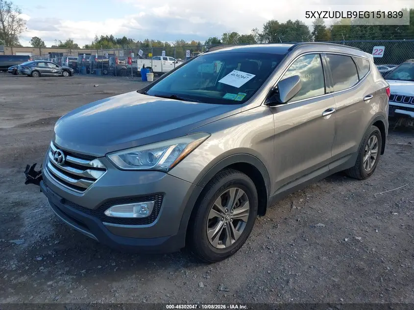 2014 HYUNDAI SANTA FE VIN 5XYZUDLB9EG151839 — фото 2