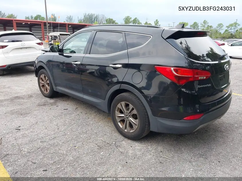 2015 HYUNDAI SANTA FE VIN 5XYZUDLB3FG243031 — фото 3