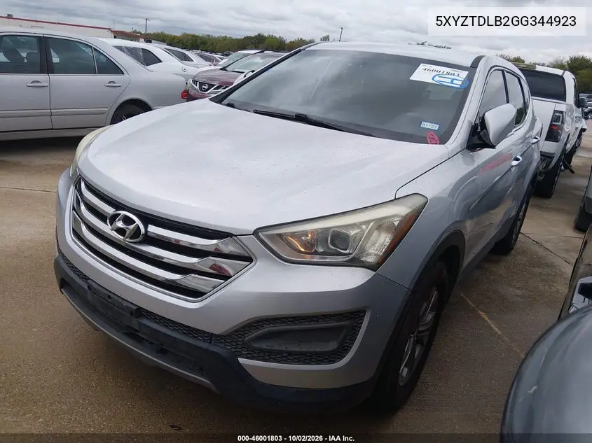 2016 HYUNDAI SANTA FE VIN 5XYZTDLB2GG344923 — фото 2