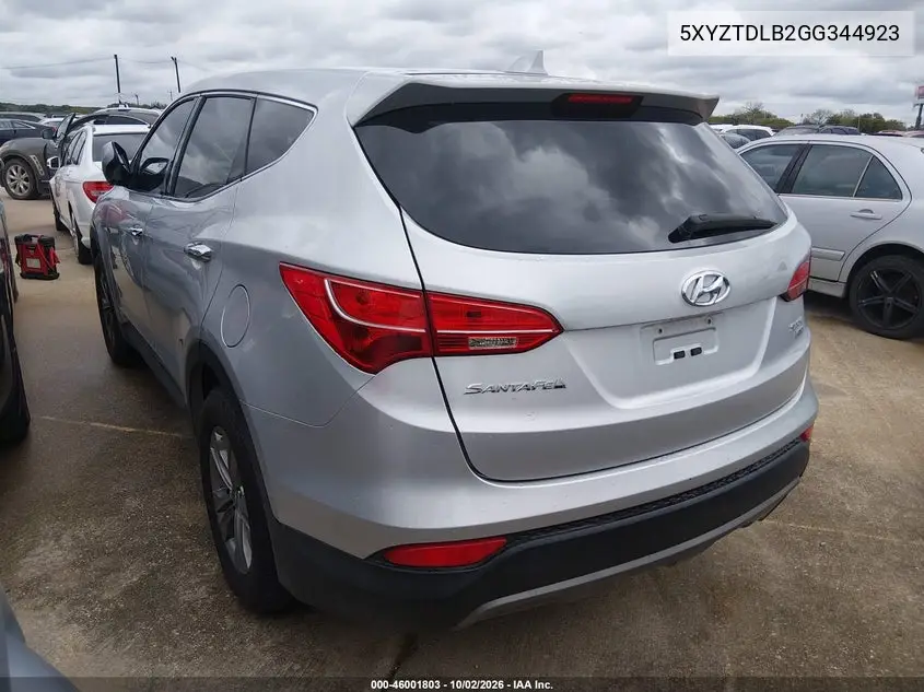 2016 HYUNDAI SANTA FE VIN 5XYZTDLB2GG344923 — фото 3