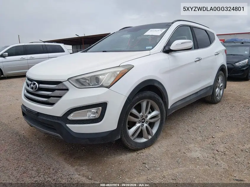2016 HYUNDAI SANTA FE VIN 5XYZWDLA0GG324801 — фото 2
