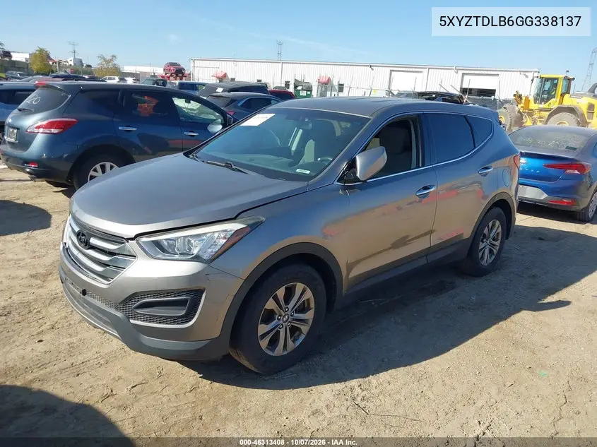 2016 HYUNDAI SANTA FE VIN 5XYZTDLB6GG338137 — фото 2