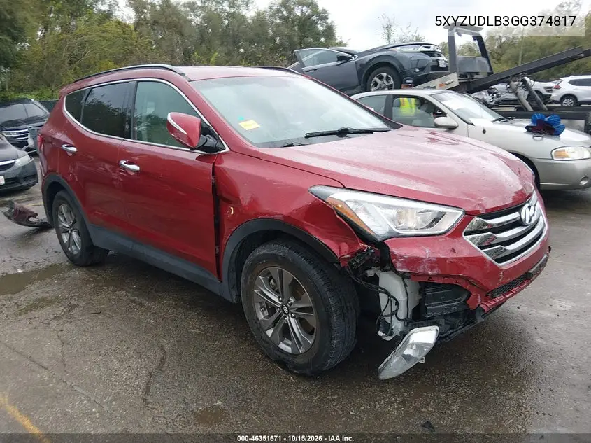 HYUNDAI SANTA FE 2016, VIN 5XYZUDLB3GG374817