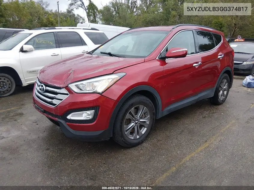 2016 HYUNDAI SANTA FE VIN 5XYZUDLB3GG374817 — фото 2