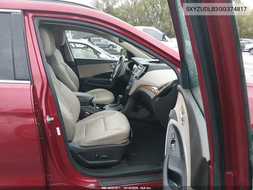 2016 HYUNDAI SANTA FE VIN 5XYZUDLB3GG374817 — фото 5