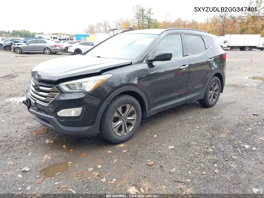 2016 HYUNDAI SANTA FE VIN 5XYZUDLB2GG347401 — фото 2