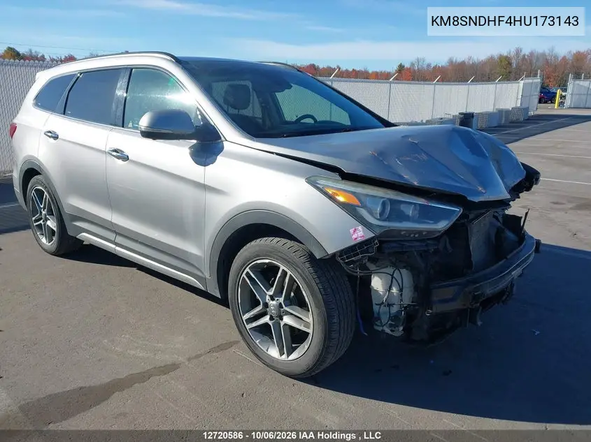 HYUNDAI SANTA FE 2017, VIN KM8SNDHF4HU173143