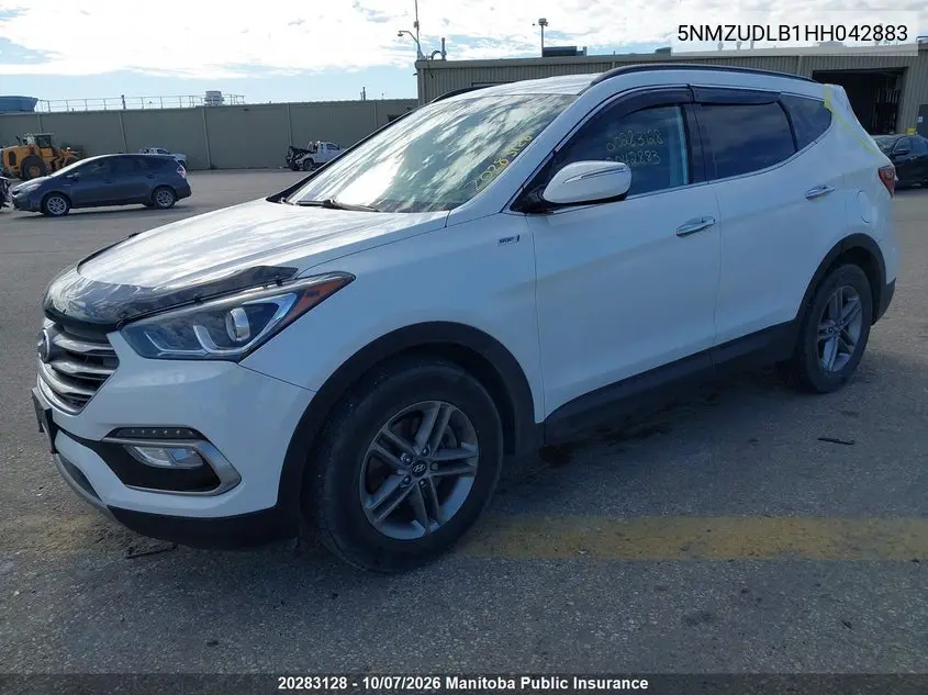 2017 HYUNDAI SANTA FE VIN 5NMZUDLB1HH042883 — фото 2