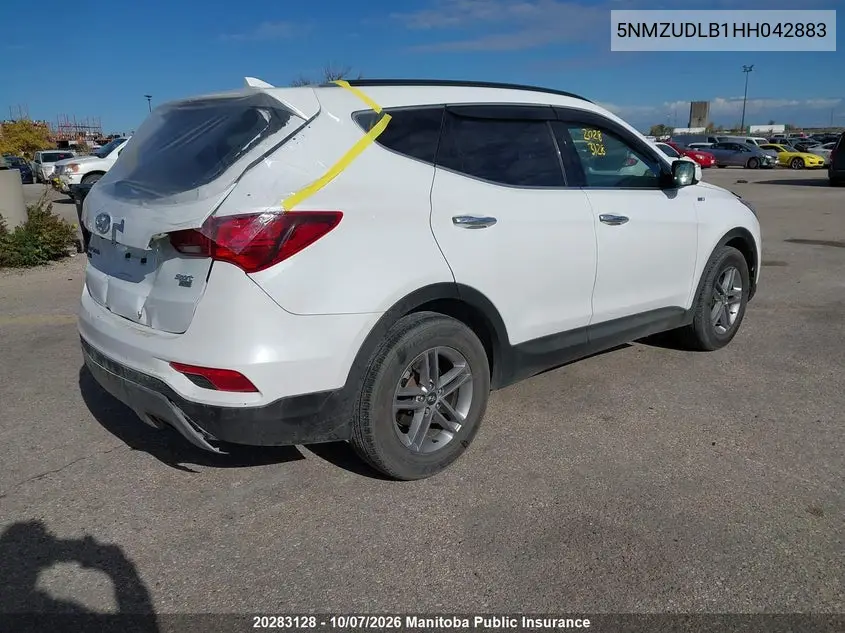 2017 HYUNDAI SANTA FE VIN 5NMZUDLB1HH042883 — фото 4
