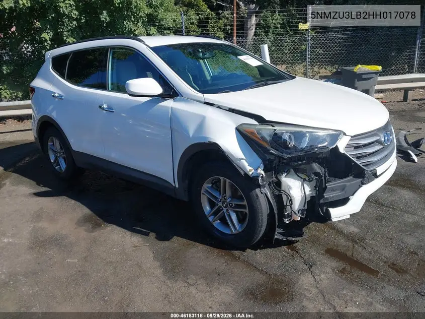 HYUNDAI SANTA FE 2017, VIN 5NMZU3LB2HH017078