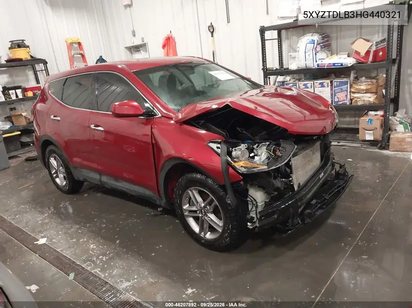 HYUNDAI SANTA FE 2017, VIN 5XYZTDLB3HG440321