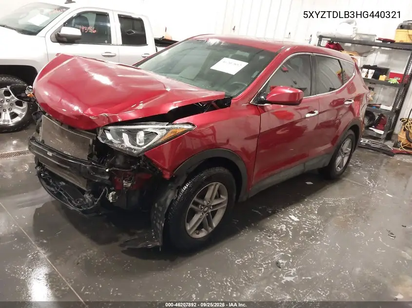2017 HYUNDAI SANTA FE VIN 5XYZTDLB3HG440321 — фото 2