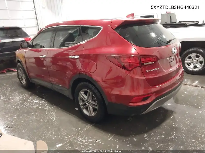 2017 HYUNDAI SANTA FE VIN 5XYZTDLB3HG440321 — фото 3