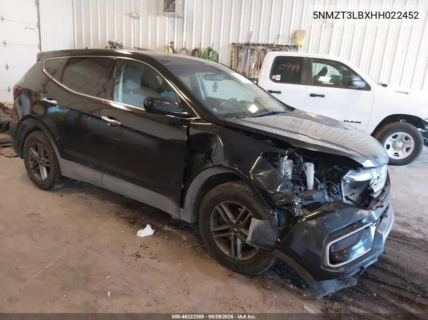 HYUNDAI SANTA FE 2017, VIN 5NMZT3LBXHH022452