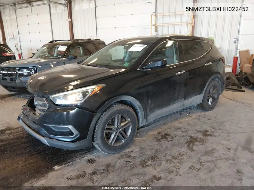 2017 HYUNDAI SANTA FE VIN 5NMZT3LBXHH022452 — фото 2