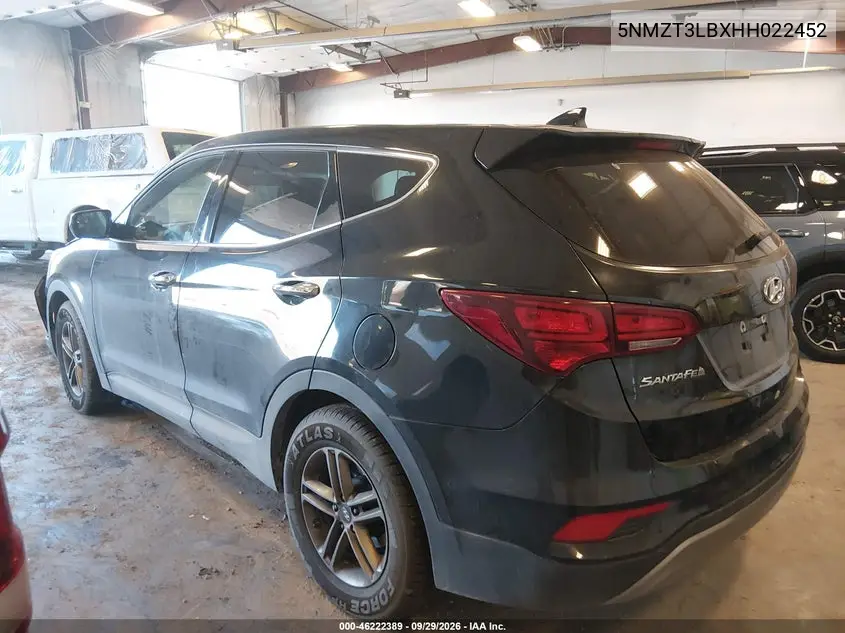 2017 HYUNDAI SANTA FE VIN 5NMZT3LBXHH022452 — фото 3