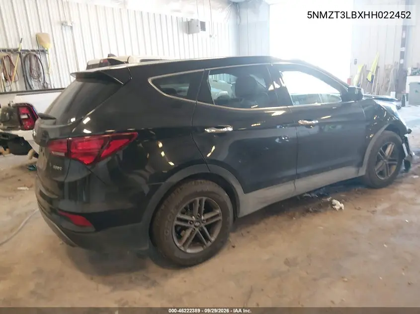 2017 HYUNDAI SANTA FE VIN 5NMZT3LBXHH022452 — фото 4