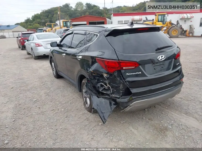 2017 HYUNDAI SANTA FE VIN 5NMZU3LB4HH030351 — фото 3