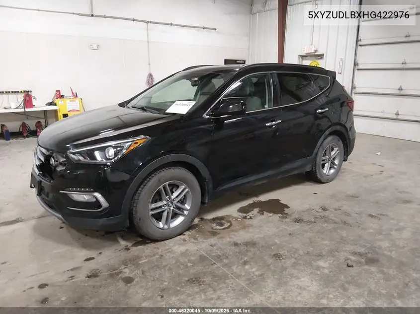 2017 HYUNDAI SANTA FE VIN 5XYZUDLBXHG422976 — фото 2