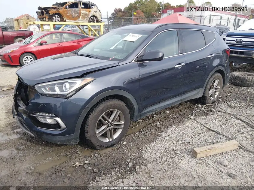 2017 HYUNDAI SANTA FE VIN 5XYZUDLBXHG389591 — фото 2
