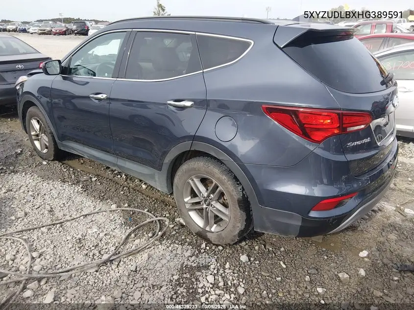 2017 HYUNDAI SANTA FE VIN 5XYZUDLBXHG389591 — фото 3