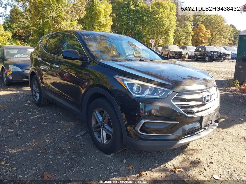 HYUNDAI SANTA FE 2017, VIN 5XYZTDLB2HG438432