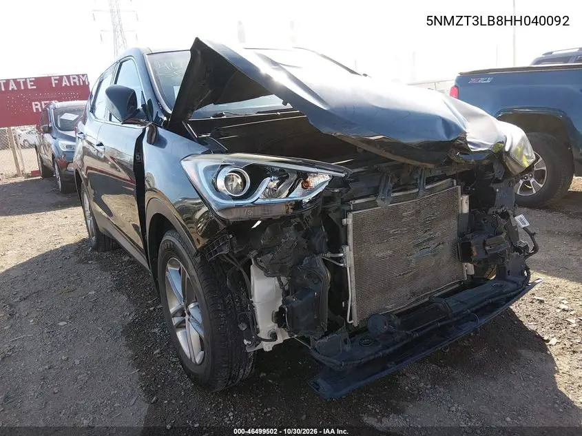 HYUNDAI SANTA FE 2017, VIN 5NMZT3LB8HH040092