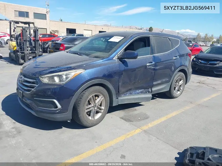 2018 HYUNDAI SANTA FE VIN 5XYZT3LB2JG569411 — фото 2