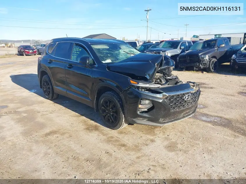 HYUNDAI SANTA FE 2019, VIN 5NMS2CAD0KH116131
