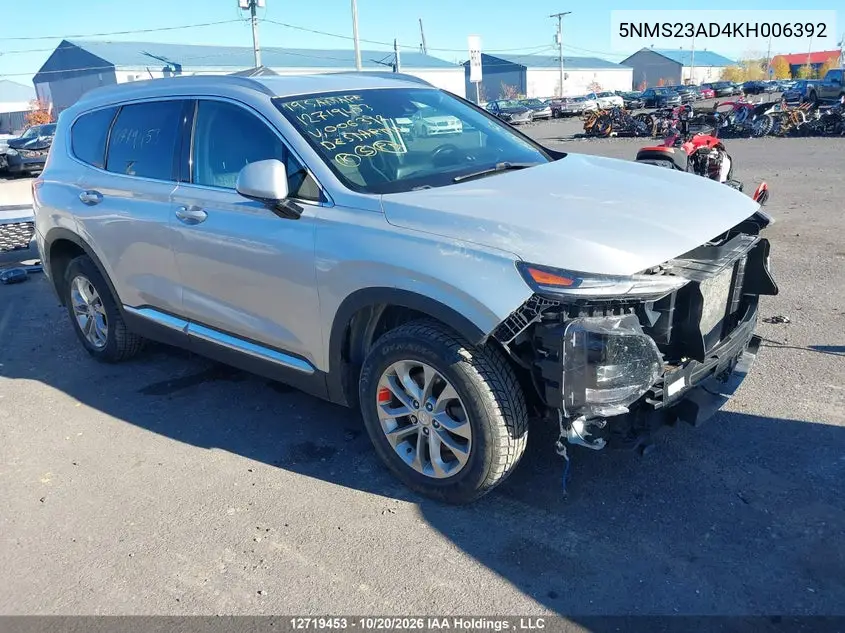 HYUNDAI SANTA FE 2019, VIN 5NMS23AD4KH006392