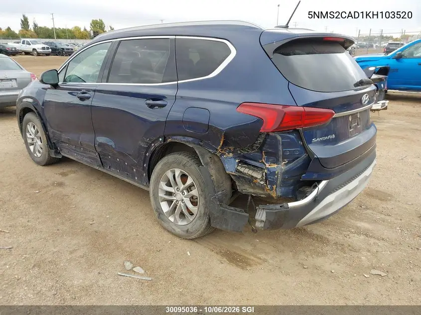 2019 HYUNDAI SANTA FE VIN 5NMS2CAD1KH103520 — фото 3