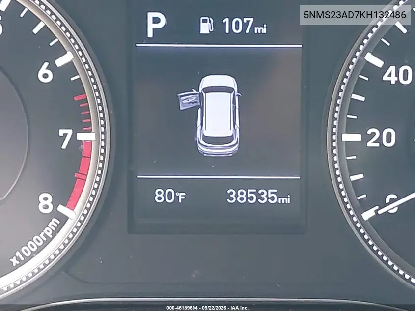 2019 HYUNDAI SANTA FE VIN 5NMS23AD7KH132486 — фото 15