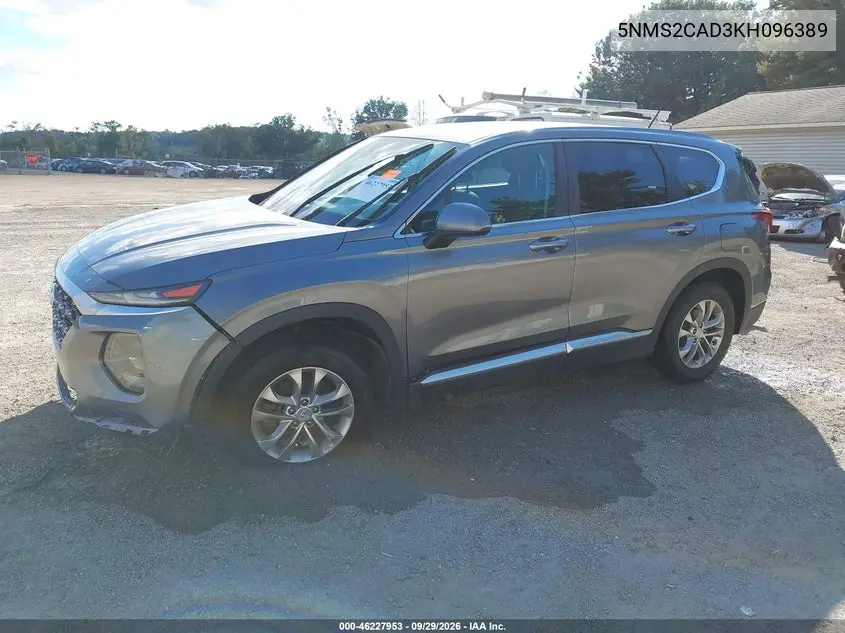 2019 HYUNDAI SANTA FE VIN 5NMS2CAD3KH096389 — фото 2