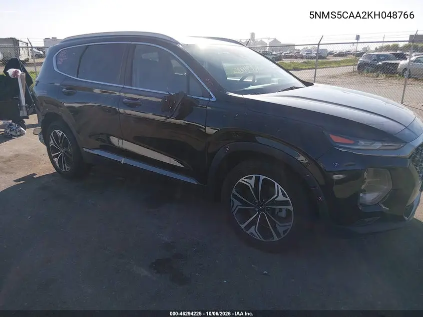 HYUNDAI SANTA FE 2019, VIN 5NMS5CAA2KH048766