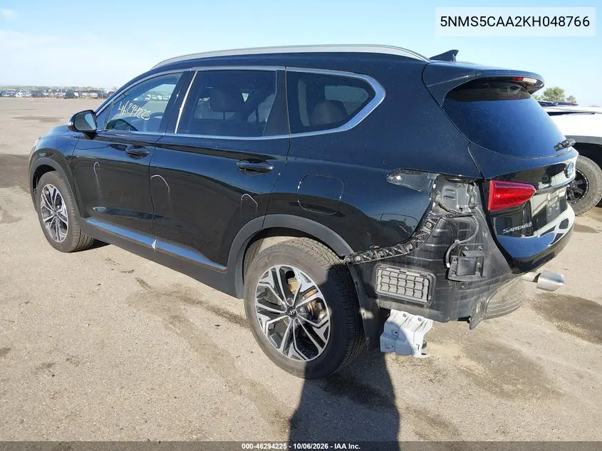 2019 HYUNDAI SANTA FE VIN 5NMS5CAA2KH048766 — фото 3