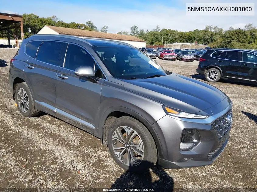HYUNDAI SANTA FE 2019, VIN 5NMS5CAAXKH081000