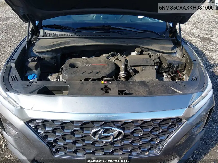2019 HYUNDAI SANTA FE VIN 5NMS5CAAXKH081000 — фото 10