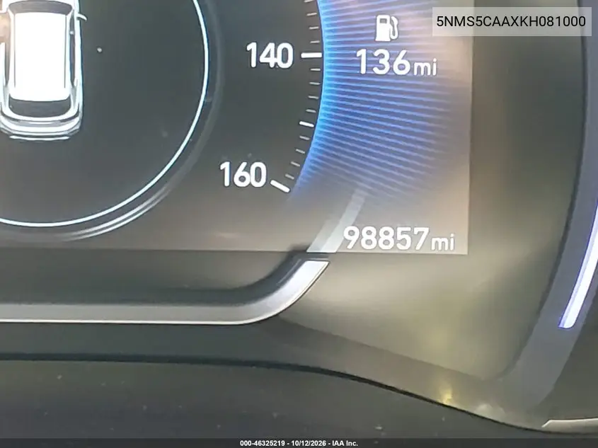 2019 HYUNDAI SANTA FE VIN 5NMS5CAAXKH081000 — фото 15