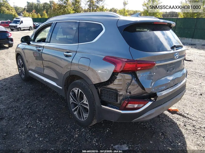 2019 HYUNDAI SANTA FE VIN 5NMS5CAAXKH081000 — фото 6