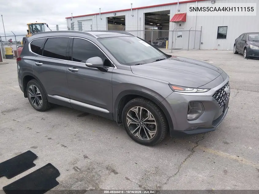 HYUNDAI SANTA FE 2019, VIN 5NMS5CAA4KH111155