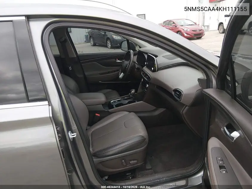 2019 HYUNDAI SANTA FE VIN 5NMS5CAA4KH111155 — фото 5