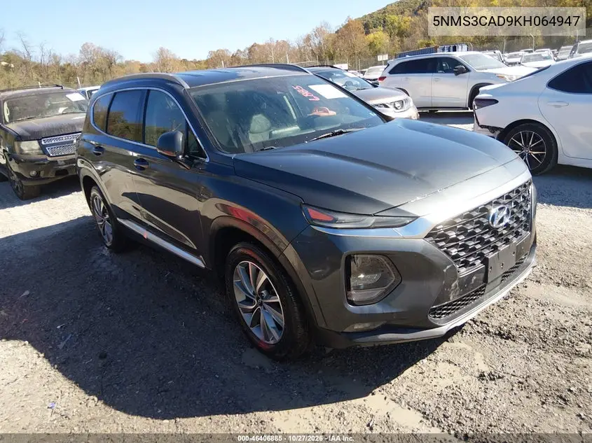 HYUNDAI SANTA FE 2019, VIN 5NMS3CAD9KH064947