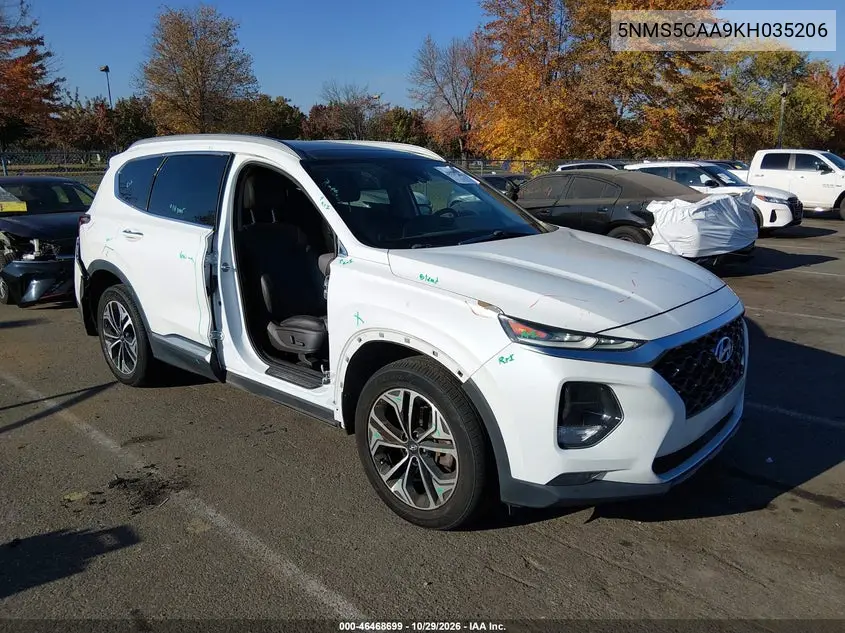 HYUNDAI SANTA FE 2019, VIN 5NMS5CAA9KH035206