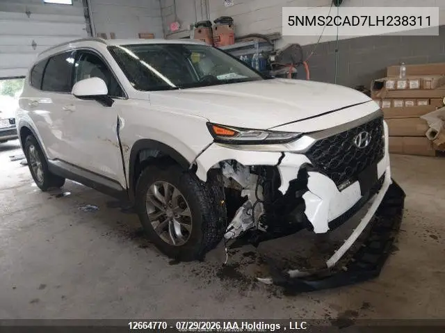 HYUNDAI SANTA FE 2020, VIN 5NMS2CAD7LH238311