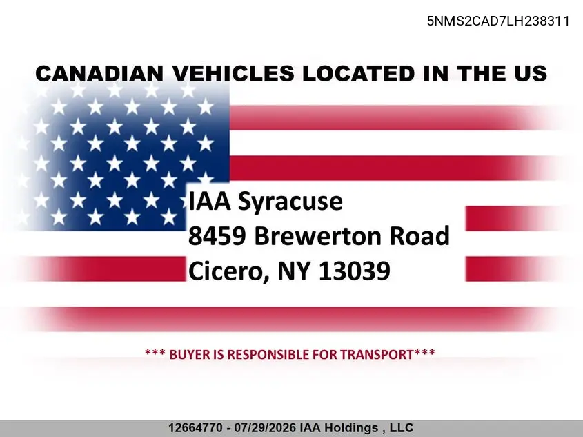 2020 HYUNDAI SANTA FE VIN 5NMS2CAD7LH238311 — фото 2