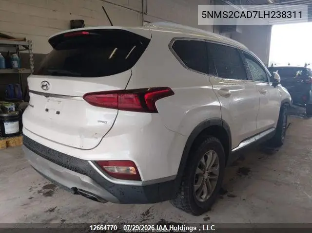 2020 HYUNDAI SANTA FE VIN 5NMS2CAD7LH238311 — фото 5