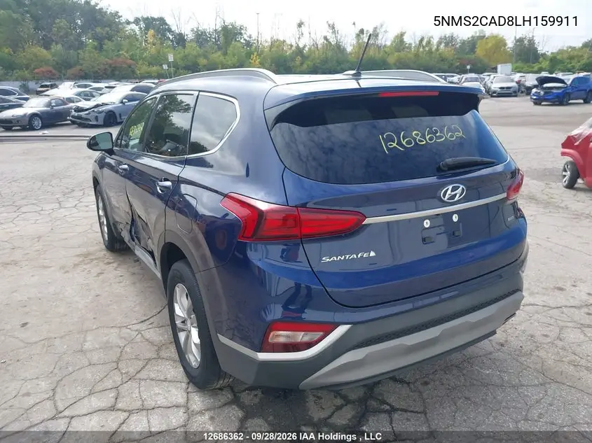 2020 HYUNDAI SANTA FE VIN 5NMS2CAD8LH159911 — фото 3