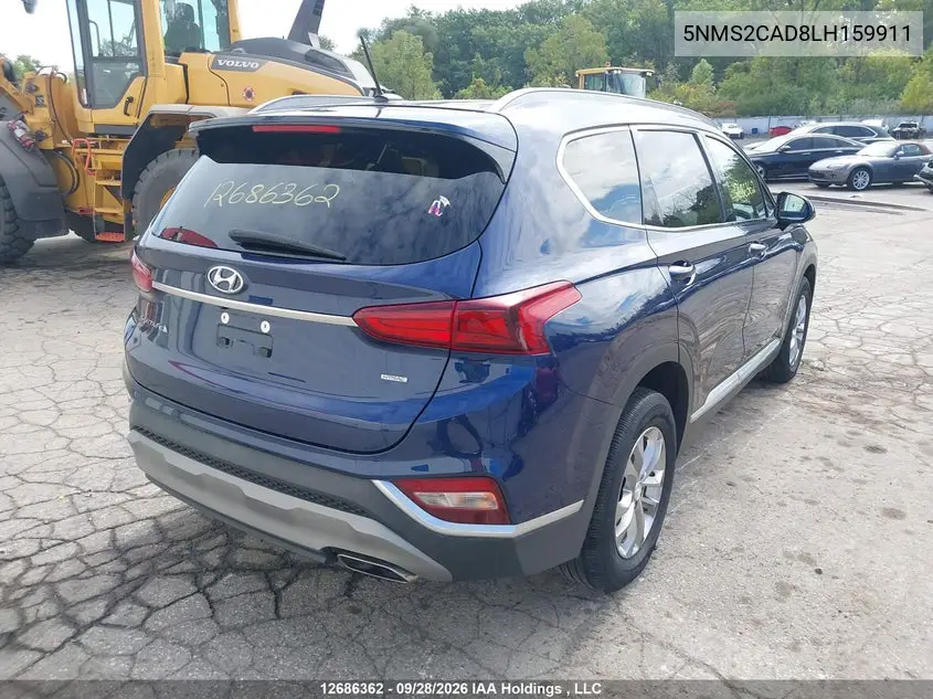 2020 HYUNDAI SANTA FE VIN 5NMS2CAD8LH159911 — фото 4