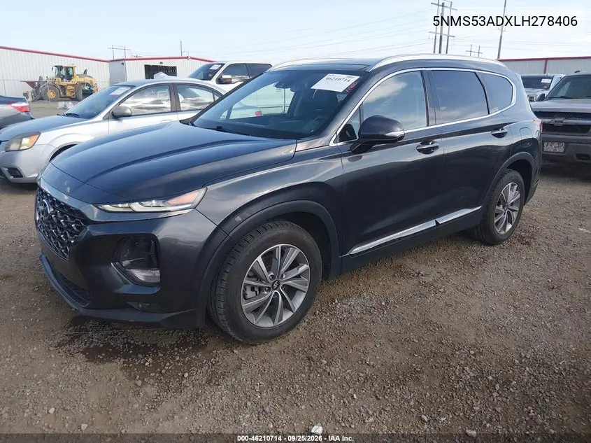 2020 HYUNDAI SANTA FE VIN 5NMS53ADXLH278406 — фото 2