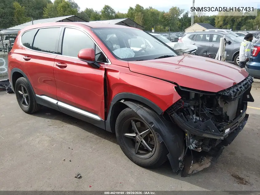 HYUNDAI SANTA FE 2020, VIN 5NMS3CAD5LH167431